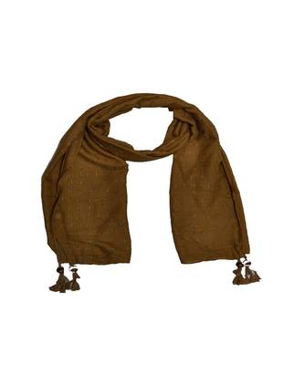 - Shining Silver Liner All Over The Stole - Best For Party Wear - Fringe's On The Border Of The Stole - Brown 3