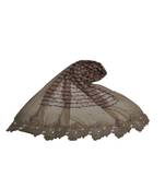 Rich Cotton Fabric - Designer Party Wear Ari Work Hijab - Flower Design and Pearls Over The Stole - Brown