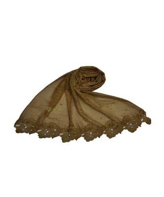 Best Selling Basic Hijab - Back To Basics - Fabric - Rich Cotton - Goldenish Finish Textured All Over The Stole - Brown 1