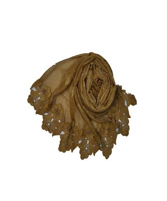 Best Selling Basic Hijab - Back To Basics - Fabric - Rich Cotton - Goldenish Finish Textured All Over The Stole - Brown 2