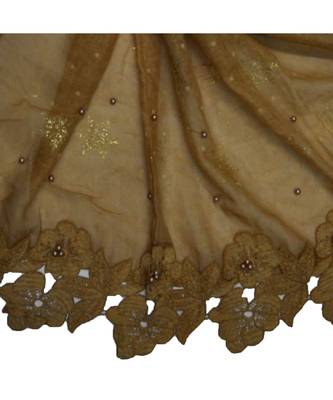 Best Selling Basic Hijab - Back To Basics - Fabric - Rich Cotton - Goldenish Finish Textured All Over The Stole - Brown 4