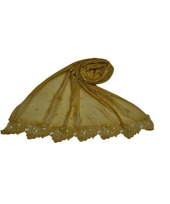 Best Selling Basic Hijab - Back To Basics - Fabric - Rich Cotton - Goldenish Finish Textured All Over The Stole - Yellow 1