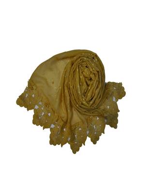 Best Selling Basic Hijab - Back To Basics - Fabric - Rich Cotton - Goldenish Finish Textured All Over The Stole - Yellow 2