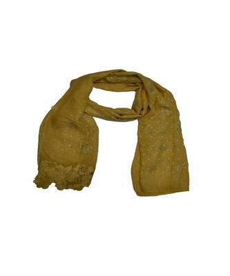 Best Selling Basic Hijab - Back To Basics - Fabric - Rich Cotton - Goldenish Finish Textured All Over The Stole - Yellow 3