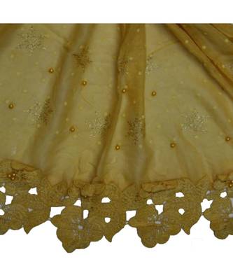 Best Selling Basic Hijab - Back To Basics - Fabric - Rich Cotton - Goldenish Finish Textured All Over The Stole - Yellow 4