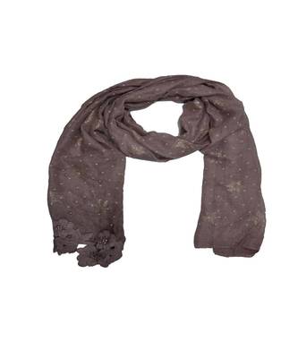 Best Selling Basic Hijab - Back To Basics - Fabric - Rich Cotton - Goldenish Finish Textured All Over The Stole - Purple 3