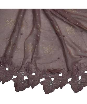Best Selling Basic Hijab - Back To Basics - Fabric - Rich Cotton - Goldenish Finish Textured All Over The Stole - Purple 4