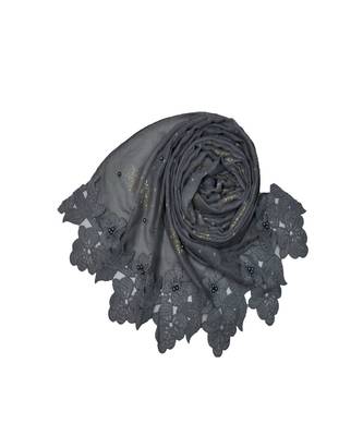 Best Selling Basic Hijab - Back To Basics - Fabric - Rich Cotton - Goldenish Finish Textured All Over The Stole - Grey 2