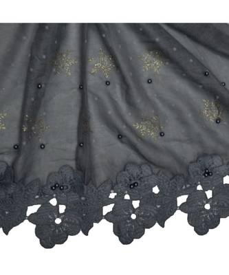 Best Selling Basic Hijab - Back To Basics - Fabric - Rich Cotton - Goldenish Finish Textured All Over The Stole - Grey 4