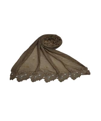 Best Selling Basic Hijab - Back To Basics - Fabric - Rich Cotton - Goldenish Finish Textured All Over The Stole - Brown 1