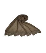 Best Selling Basic Hijab - Back To Basics - Fabric - Rich Cotton - Goldenish Finish Textured All Over The Stole - Brown