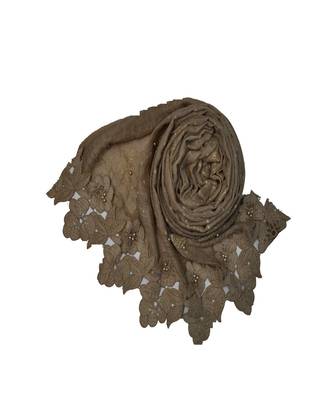 Best Selling Basic Hijab - Back To Basics - Fabric - Rich Cotton - Goldenish Finish Textured All Over The Stole - Brown 2