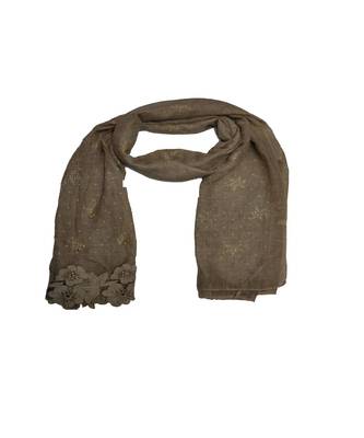 Best Selling Basic Hijab - Back To Basics - Fabric - Rich Cotton - Goldenish Finish Textured All Over The Stole - Brown 3