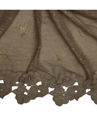 Best Selling Basic Hijab - Back To Basics - Fabric - Rich Cotton - Goldenish Finish Textured All Over The Stole - Brown 4