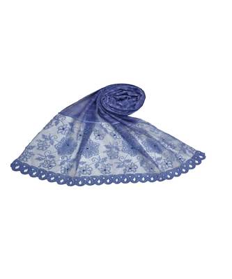 Best In Class - Best In Design - Rich Diamond Work - Stripes and Embroidered Liner With Cotton Blend Fabric - Blue 1