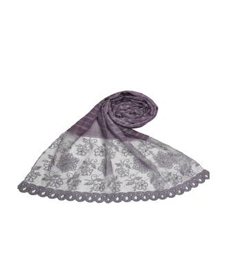 Best In Class - Best In Design - Rich Diamond Work - Stripes and Embroidered Liner With Cotton Blend Fabric - Purple 1