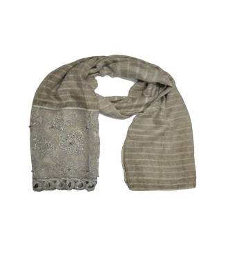 Best In Class - Best In Design - Rich Diamond Work - Stripes and Embroidered Liner With Cotton Blend Fabric - Brown 3