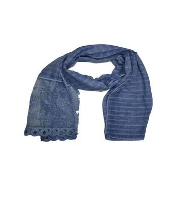 Best In Class - Best In Design - Rich Diamond Work - Stripes and Embroidered Liner With Cotton Blend Fabric - Blue 3