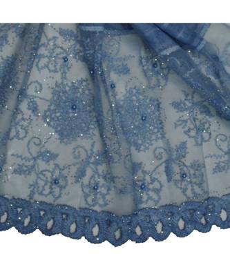 Best In Class - Best In Design - Rich Diamond Work - Stripes and Embroidered Liner With Cotton Blend Fabric - Blue 4