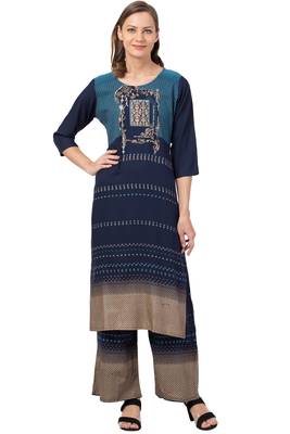 MRC Women Rayon Printed Kurti With Palazzo Set 1
