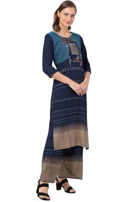 MRC Women Rayon Printed Kurti With Palazzo Set 4
