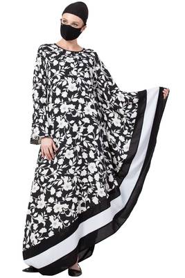 Musheco-Unique Design Of Modest Dress In Black & White-Not An Abaya 2