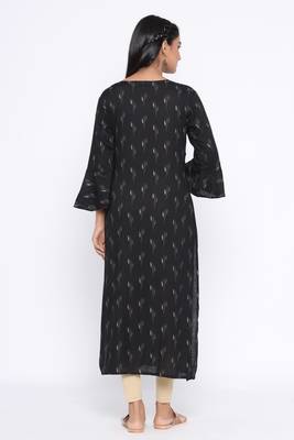 Ardozaa Women's Rayon Printed Straight Kurta (Black) 4