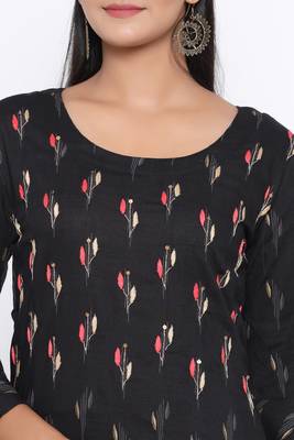 Ardozaa Women's Rayon Printed Straight Kurta (Black) 5