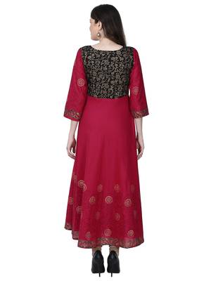 Varkha Fashion Cotton Round Neck Anarkali Kurta 3
