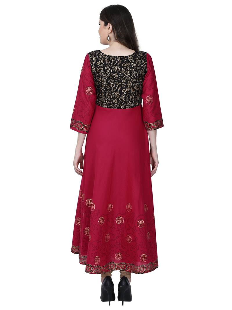 Varkha Fashion Cotton Round Neck Anarkali Kurta