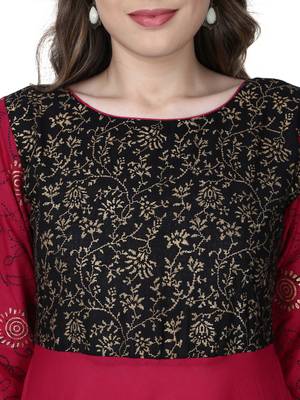 Varkha Fashion Cotton Round Neck Anarkali Kurta 4