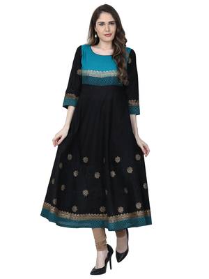 Varkha Fashion Cotton Round Neck Anarkali Kurta 1