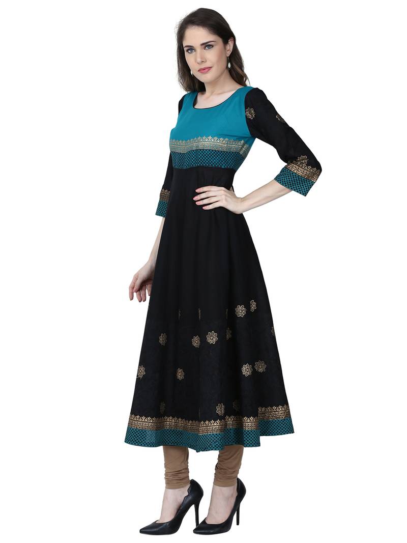 Varkha Fashion Cotton Round Neck Anarkali Kurta