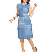 Blue printed cotton kurtas-and-kurtis