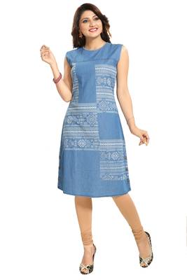 Blue printed cotton kurtas-and-kurtis 2