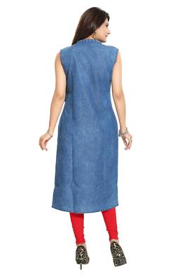 Blue embroidered cotton kurtas-and-kurtis 3