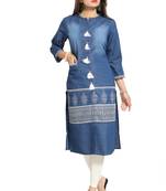 Blue printed cotton kurtas-and-kurtis