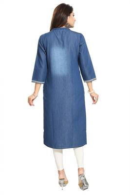 Blue printed cotton kurtas-and-kurtis 3