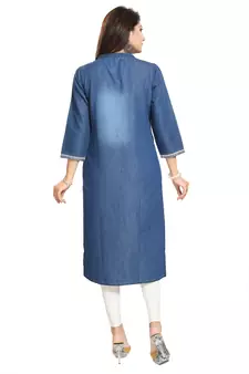Blue printed cotton kurtas-and-kurtis