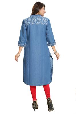 Blue printed cotton kurtas-and-kurtis 3