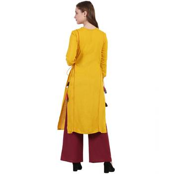 Yellow embroidered viscose rayon embroidered-kurtis 2