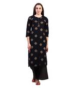 Black printed viscose rayon kurtas-and-kurtis