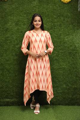 Women Orange Long Kurti  2