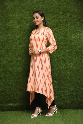 Women Orange Long Kurti  3