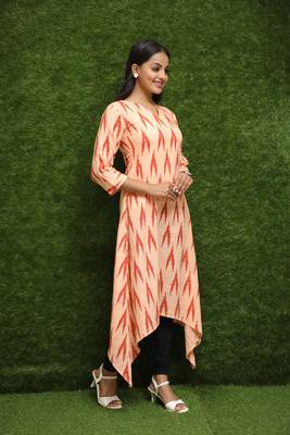 Women Orange Long Kurti  4
