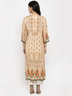 Peach printed viscose kurtas-and-kurtis 4