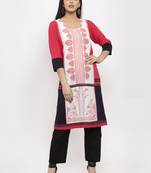 Peach printed rayon kurtas-and-kurtis