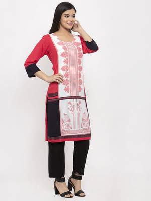 Peach printed rayon kurtas-and-kurtis 2
