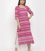 Magenta printed cotton kurtas-and-kurtis