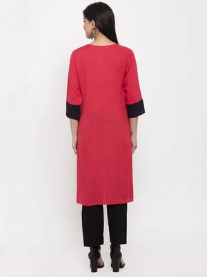 Peach printed rayon kurtas-and-kurtis 4
